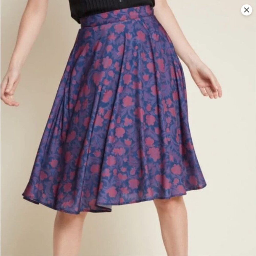 Modcloth Purple, Pink, and Blue Floral Skirt With Pockets
